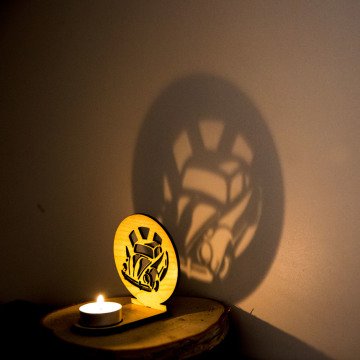 Veramaya Ahşap Lazer Kesim Tealight Vosvos Araba Gölge Mumluk 9x10x5 Cm