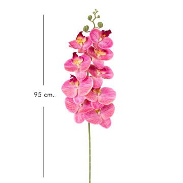 Yapay Orkide Gerçek Dokunuş Fuşya-Sarı 95 Cm.