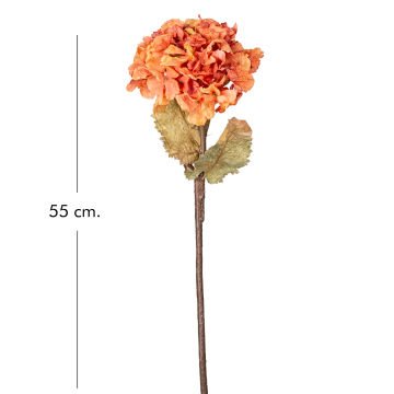 Yapay Çiçek Ortanca Tek Dal Turuncu-Kahverengi 55 Cm.