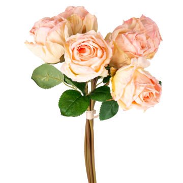 Yapay Çiçek Gül 6'lı Demet Pembe-Sarı 37 Cm.