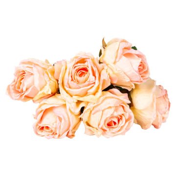 Yapay Çiçek Gül 6'lı Demet Pembe-Sarı 37 Cm.