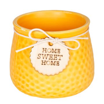 Seramik Saksı Home Sweet Home Aksesuarlı Sarı 10,5x8 Cm.