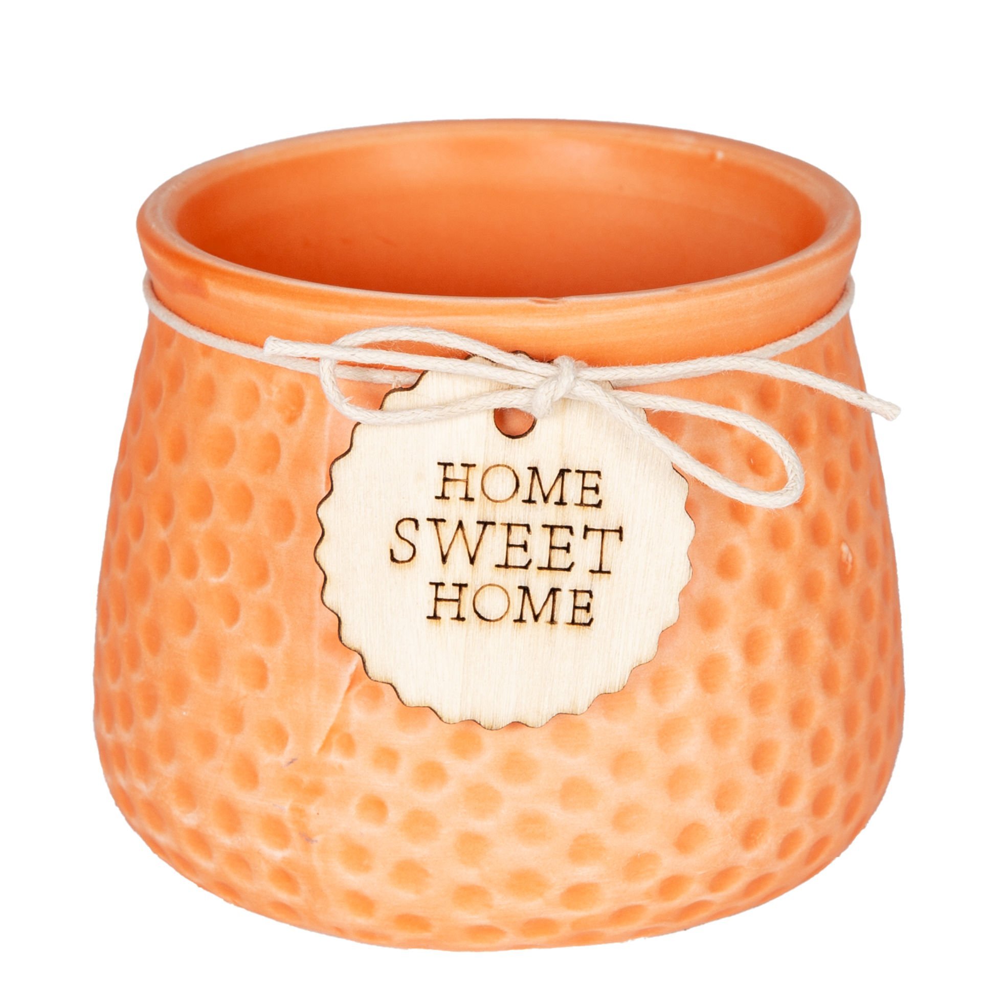 Seramik Saksı Home Sweet Home Aksesuarlı Turuncu 10,5x8 Cm.