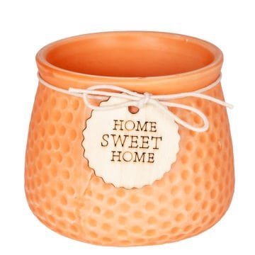 Seramik Saksı Home Sweet Home Aksesuarlı Turuncu 10,5x8 Cm.