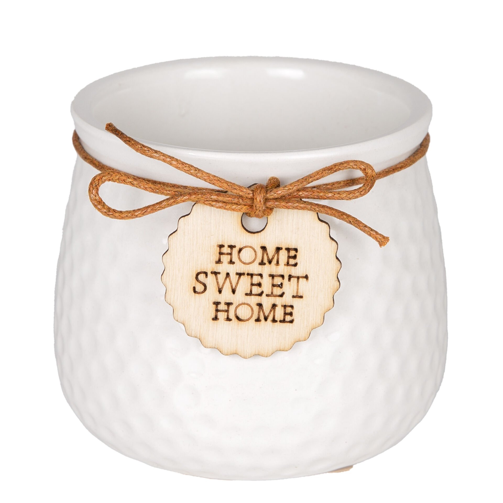 Seramik Saksı Home Sweet Home Aksesuarlı Beyaz 8,5x7 Cm.