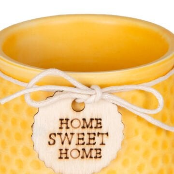 Seramik Saksı Home Sweet Home Aksesuarlı Sarı 8,5x7 Cm.
