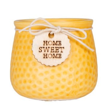 Seramik Saksı Home Sweet Home Aksesuarlı Sarı 8,5x7 Cm.