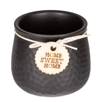 Seramik Saksı Home Sweet Home Aksesuarlı Siyah 8,5x7 Cm.