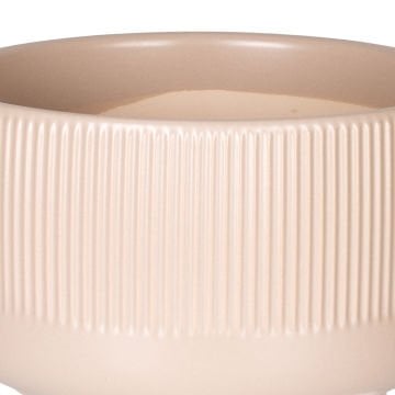 Seramik Saksı Dikey Kabartma Çizgili Krem 17x10 Cm.