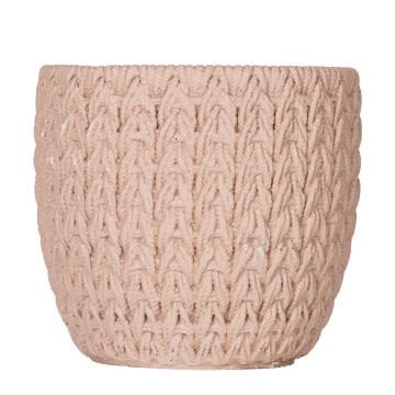 Beton Saksı Örgü Desenli Kahverengi 14x13 Cm.