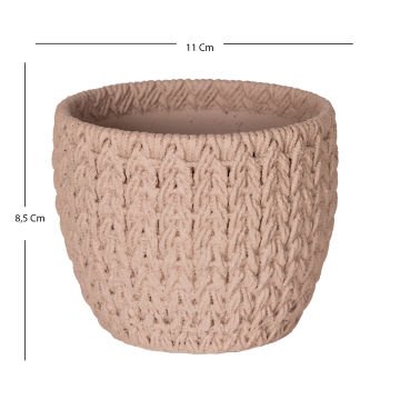 Beton Saksı Örgü Desenli Kahverengi 11x8,5 Cm.