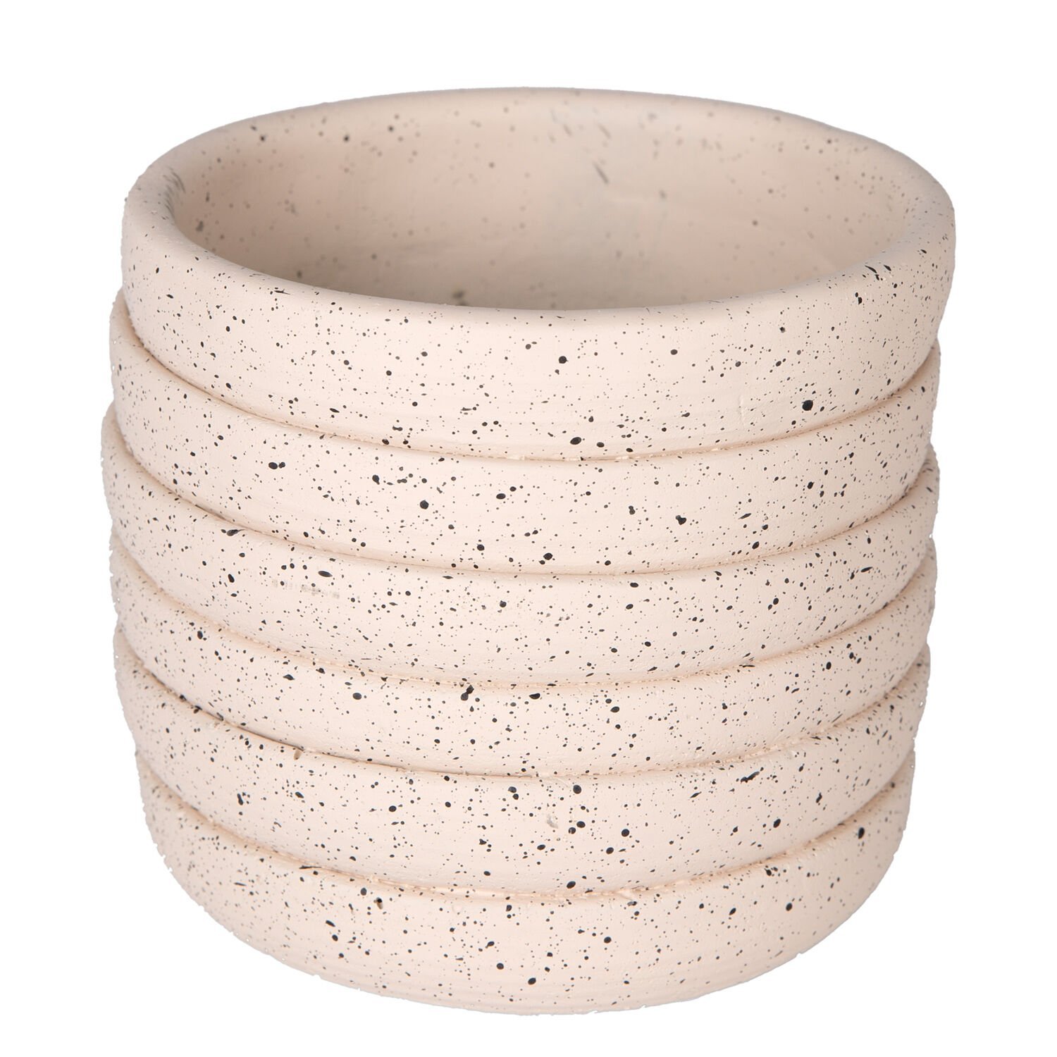 Beton Saksı Yatay Kabartma Çizgili Krem 12x10 Cm.
