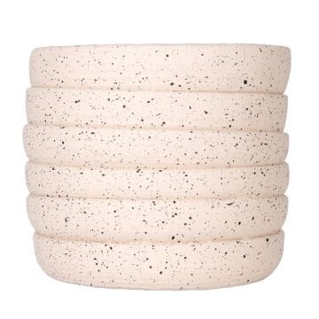 Beton Saksı Yatay Kabartma Çizgili Krem 12x10 Cm.