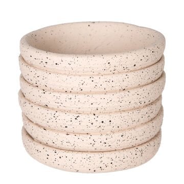 Beton Saksı Yatay Kabartma Çizgili Krem 10x8 Cm.
