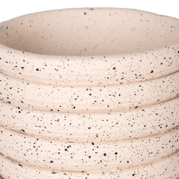 Beton Saksı Yatay Kabartma Çizgili Krem 10x8 Cm.