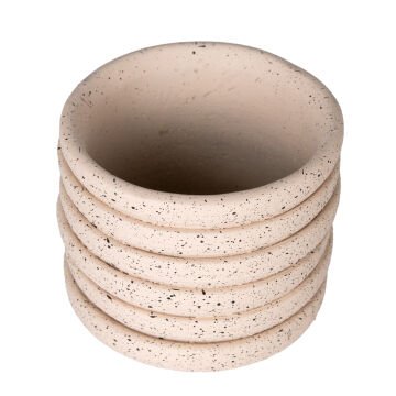 Beton Saksı Yatay Kabartma Çizgili Krem 10x8 Cm.