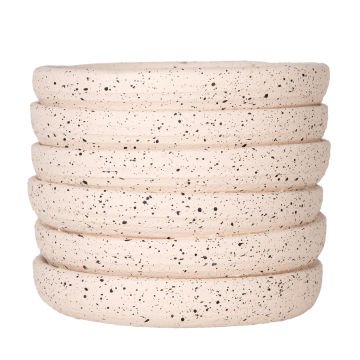 Beton Saksı Yatay Kabartma Çizgili Krem 10x8 Cm.