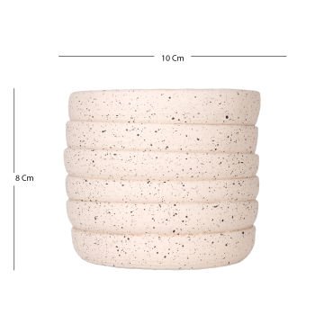 Beton Saksı Yatay Kabartma Çizgili Krem 10x8 Cm.