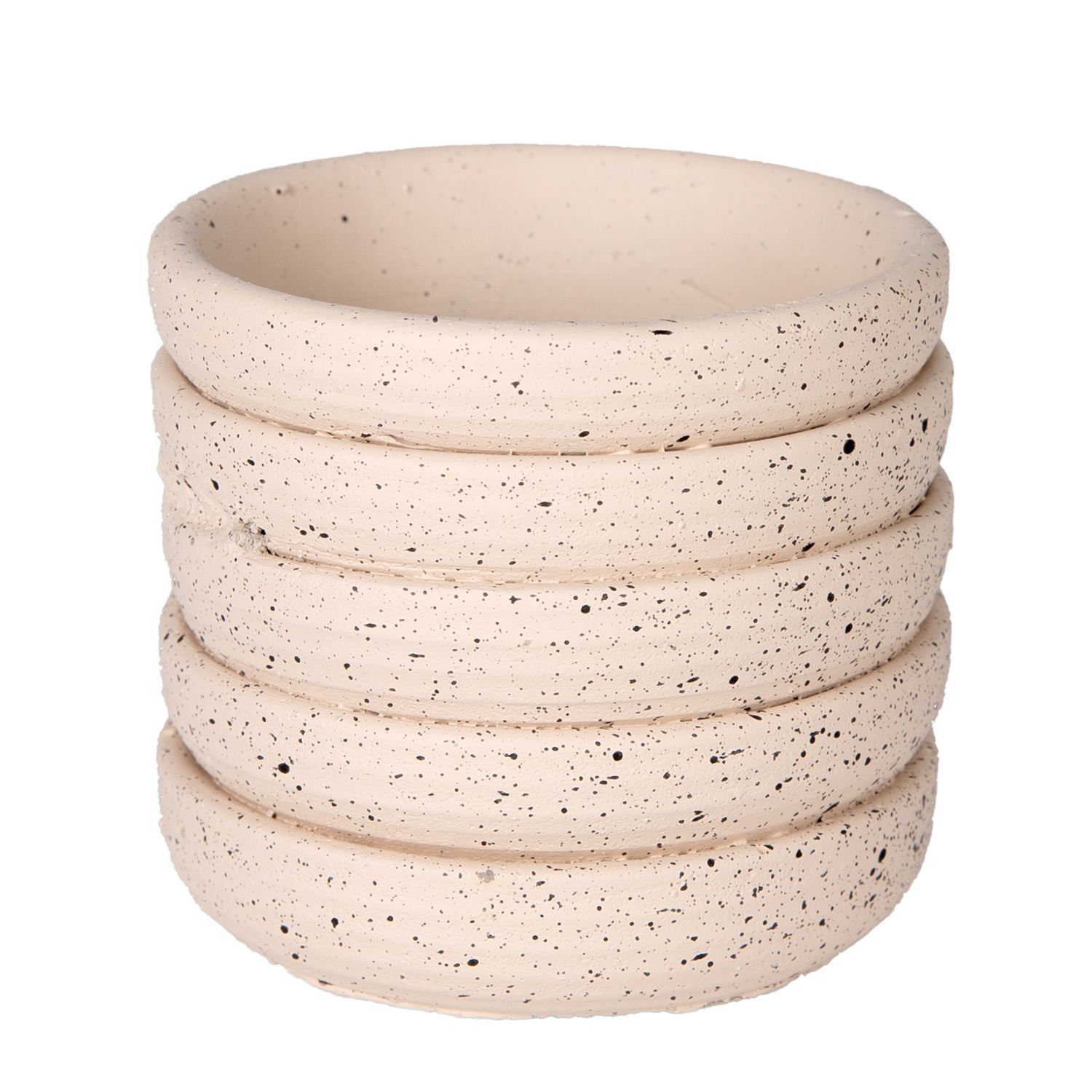 Beton Saksı Yatay Kabartma Çizgili Krem 7,5x7 Cm.