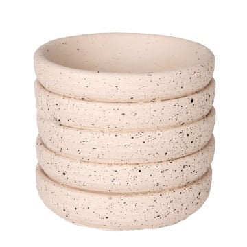 Beton Saksı Yatay Kabartma Çizgili Krem 7,5x7 Cm.