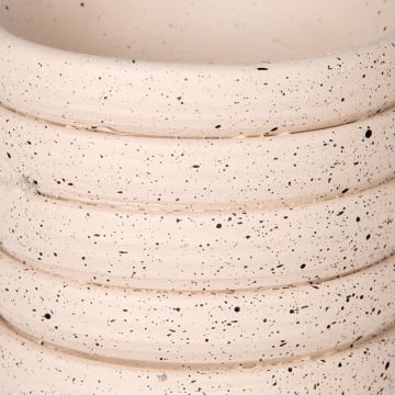 Beton Saksı Yatay Kabartma Çizgili Krem 7,5x7 Cm.