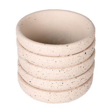 Beton Saksı Yatay Kabartma Çizgili Krem 7,5x7 Cm.