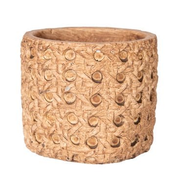 Beton Saksı Hasır Desenli Kahverengi 8x7 Cm.