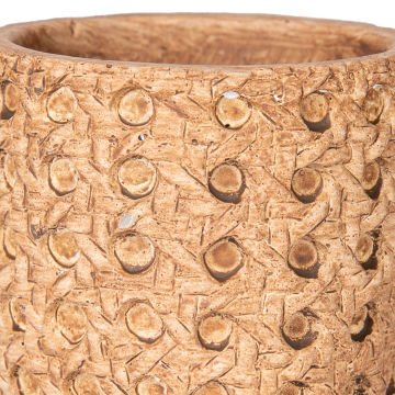 Beton Saksı Hasır Desenli Kahverengi 8x7 Cm.