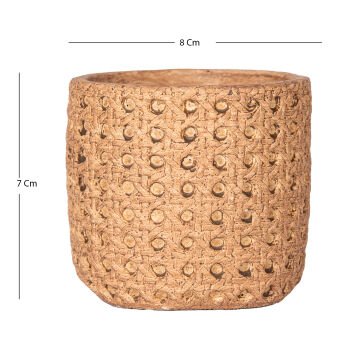 Beton Saksı Hasır Desenli Kahverengi 8x7 Cm.