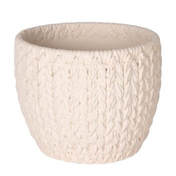 Beton Saksı Örgü Desenli Beyaz 14x13 Cm.