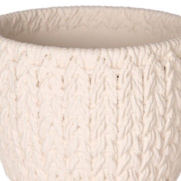 Beton Saksı Örgü Desenli Beyaz 14x13 Cm.