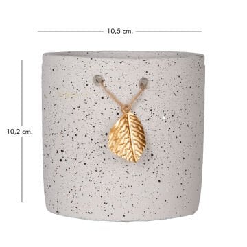 Seramik Saksı Gold Yaprak Aksesuarlı Beyaz 10,5x10,2 Cm.