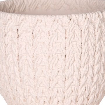 Beton Saksı Örgü Desenli Krem 12x10,5 Cm.
