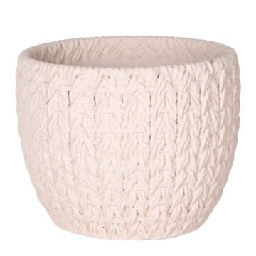 Beton Saksı Örgü Desenli Krem 11x8,5 Cm.
