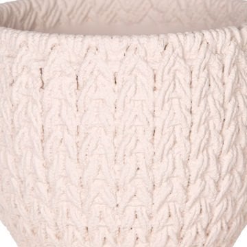 Beton Saksı Örgü Desenli Krem 11x8,5 Cm.