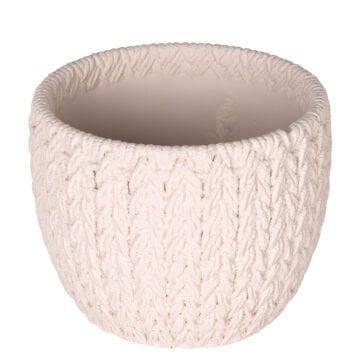 Beton Saksı Örgü Desenli Krem 11x8,5 Cm.