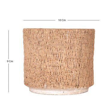 Beton Saksı Hasır Desenli Kahverengi 10x9  Cm.