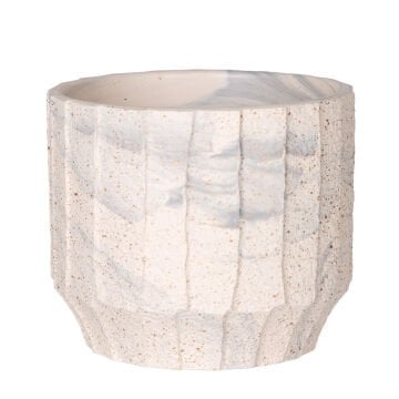 Seramik Saksı Gri Desenli Bej-Gri 12x10 Cm.