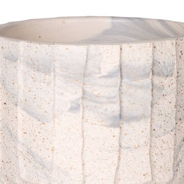 Seramik Saksı Gri Desenli Bej-Gri 12x10 Cm.