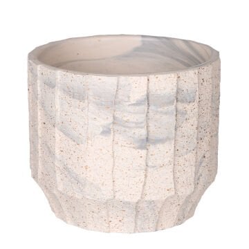 Seramik Saksı Gri Desenli Bej-Gri 12x10 Cm.