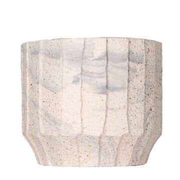 Seramik Saksı Gri Desenli Bej-Gri 12x10 Cm.