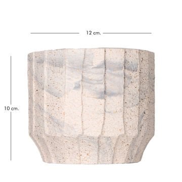 Seramik Saksı Gri Desenli Bej-Gri 12x10 Cm.