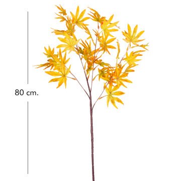 Yapay Bitki Çatallı Akçaağaç Dalı Sarı-Turuncu 80 Cm.