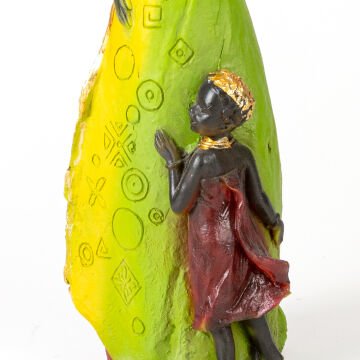 Otantik Afrikalı Anne Çocuk Bordo-Yeşil-Sarı 15x38x11 Cm.