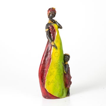 Otantik Afrikalı Anne Çocuk Bordo-Yeşil-Sarı 15x38x11 Cm.