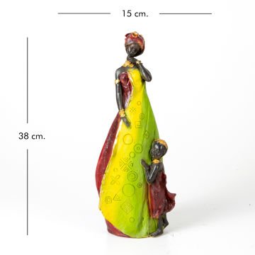Otantik Afrikalı Anne Çocuk Bordo-Yeşil-Sarı 15x38x11 Cm.
