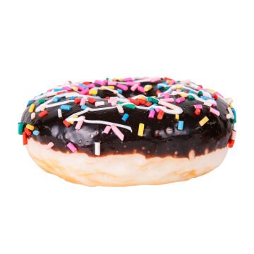 Yapay Donut Çikolata Üstü Renkli Granül Şekerli Siyah 10x4 Cm.