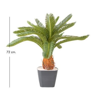 Yapay Çikas - Cycas Ağacı 25 Yapraklı Yeşil 72 Cm.