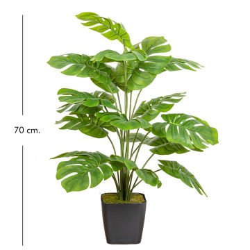 Saksıda Yapay Deve Tabanı Bitkisi (Monstera Ağacı) 18 Yapraklı Yeşil 70 Cm.