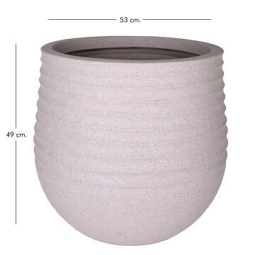 Oval İç ve Dış Mekan Saksı Bej Büyük Boy 53x53x49 Cm.